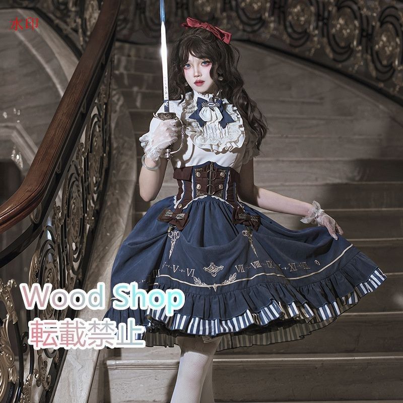 Lolita オリジナルデザイン カワイイロリータ ロリータ ワンピース S～Lサイズ 高品質 コスプレ 衣装 イベント 撮影用 文化祭 メイド喫茶 メイドカフェ コスチューム コスプレ衣装 ゴスロリ ロリータ キャラクター衣装 豪華3点セット
