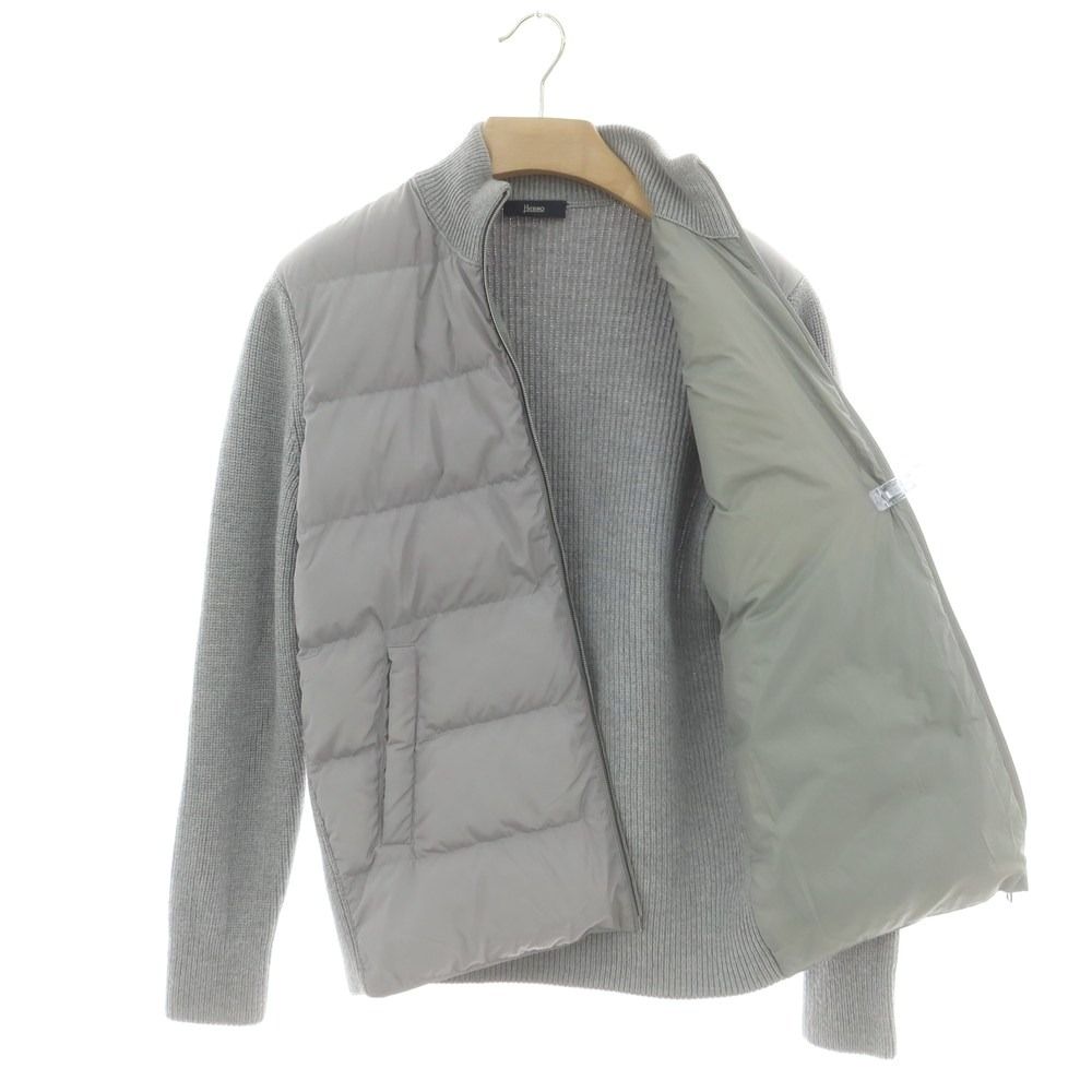 中古】ヘルノ Herno ニット ダブルジップ ダウンジャケット グレー