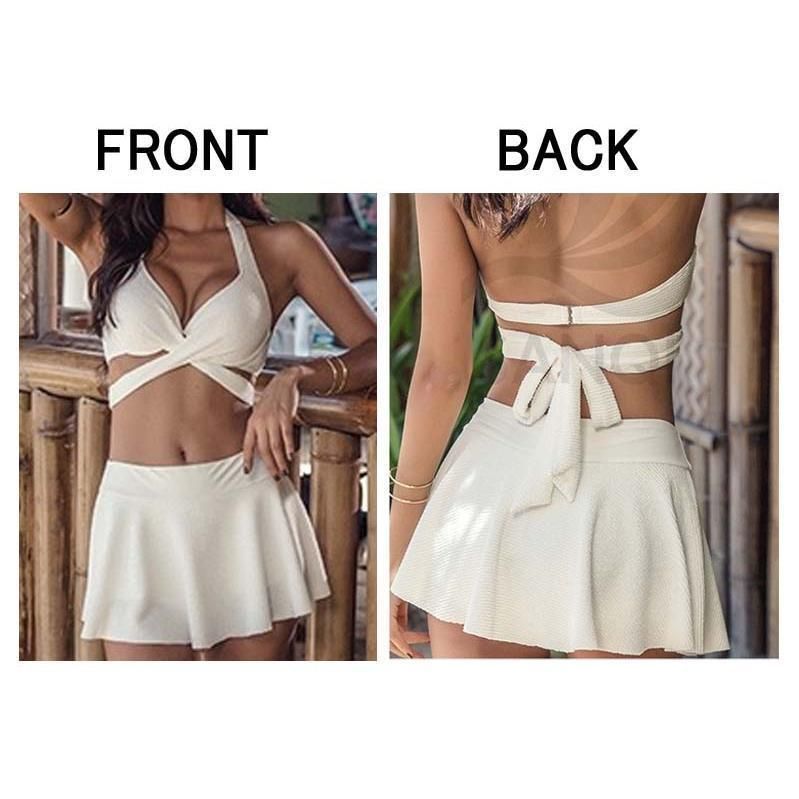 水着 盛れる ビキニ スカート セクシー レディース 小胸 谷間 クロス