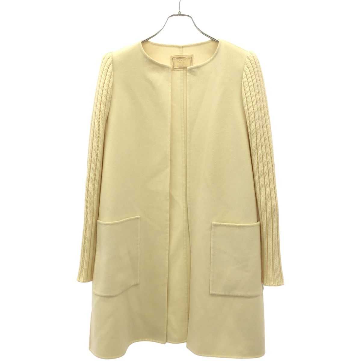 FOXEY フォクシー リブスリーブ カシミヤノーカラーコート 34711 