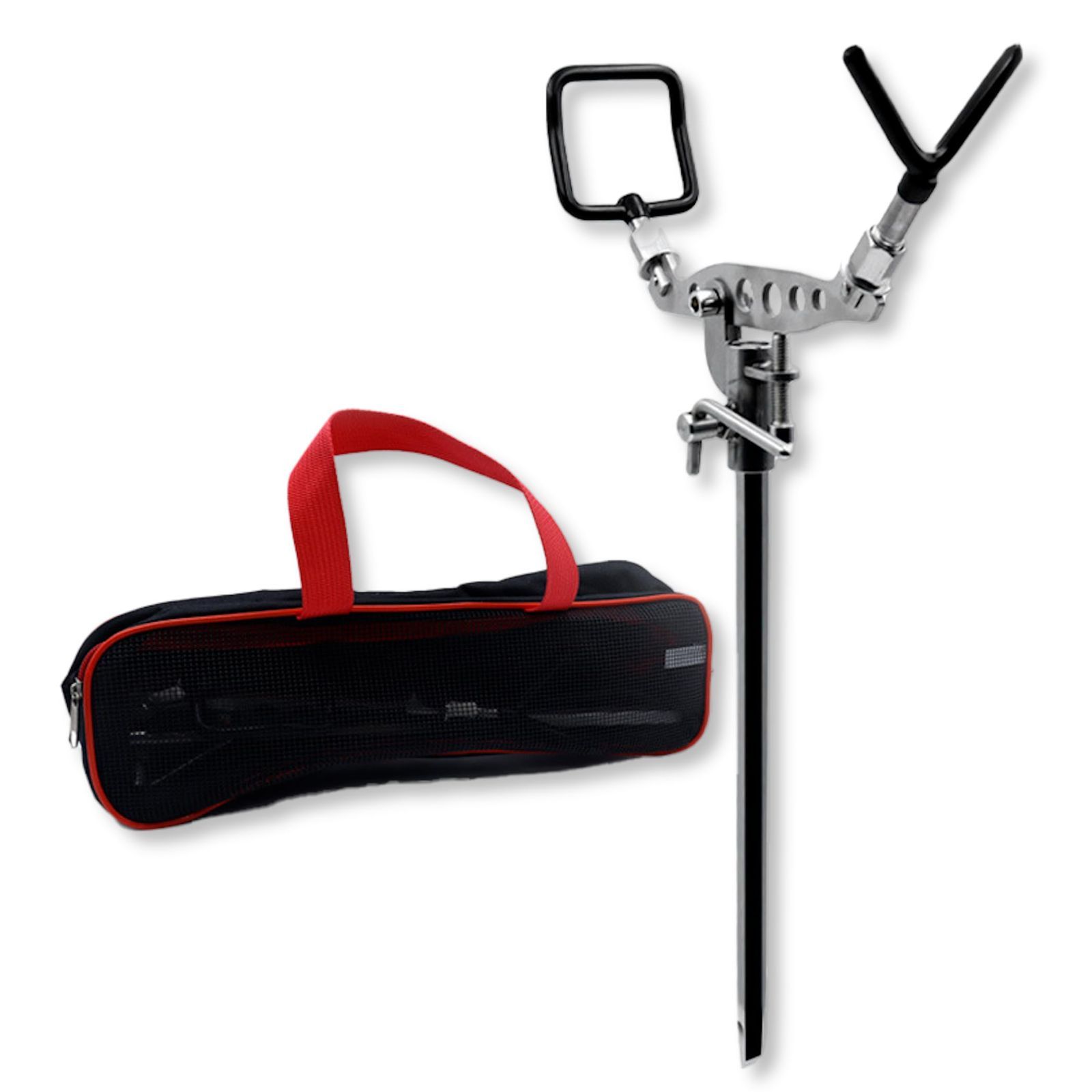 バッグ付き Lezalic 竿受け オールステンレス製 折りたたみ式 バッグ コンパクト 磯釣り 竿置き 石鯛 石物 ロッドホルダー ピトン クエ モロコ バッグ付き