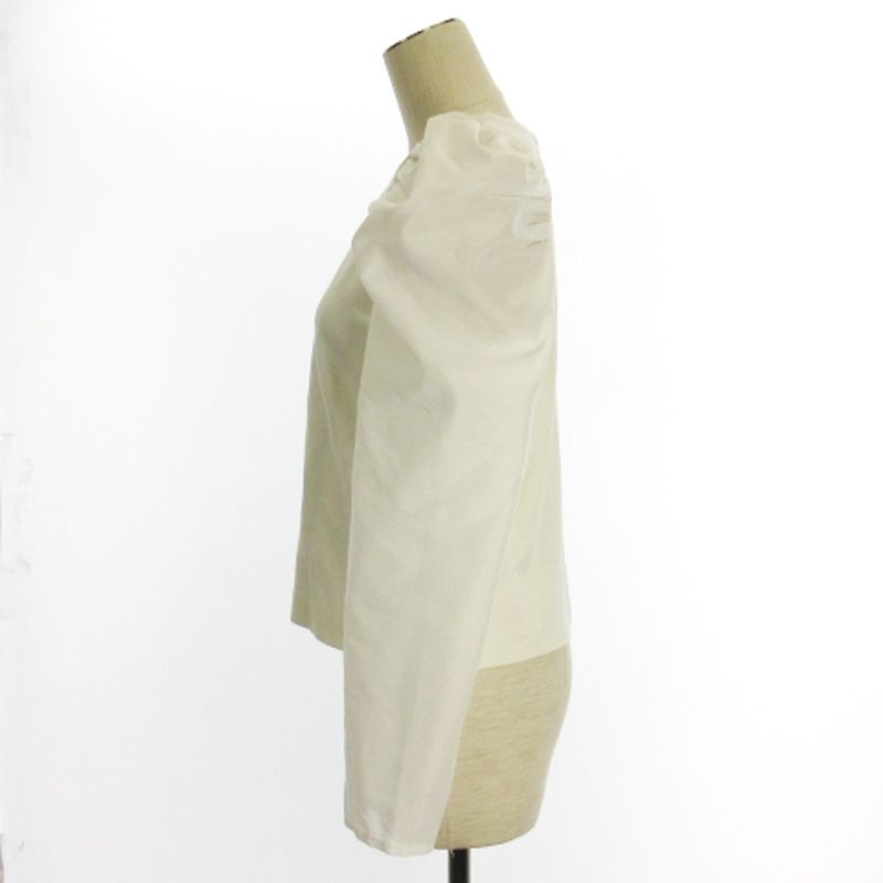 Heve/シフォンギャザーブラウス/HE13-0024-4S/長袖ブラウス/FREE/レーヨン/WHT ヘイヴ Heve シフォンギャザーブラウス カットソー 長袖 HE13