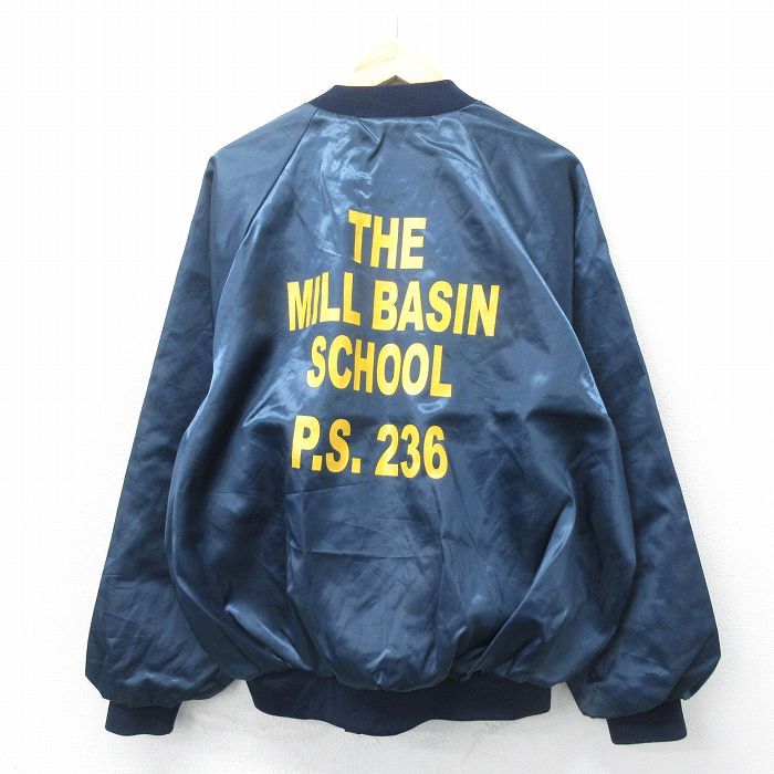 XL/古着 長袖 ナイロン ジャケット メンズ 90s スクール 大きいサイズ ラグラン 紺 ネイビー 24apr25 中古 アウター ウインドブレーカー