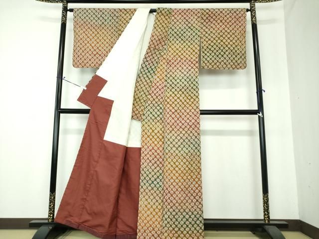 平和屋着物＃菅原工房　菅原結作　漢方染紬　道行コート　絞り　草木染　こじわ織　あじさい　霞文　反端付き　正絹　未使用　CAAT5954id 平和屋着物＃菅原工房 菅原結作 漢方染紬 道行コート 絞り 草木染 こじ