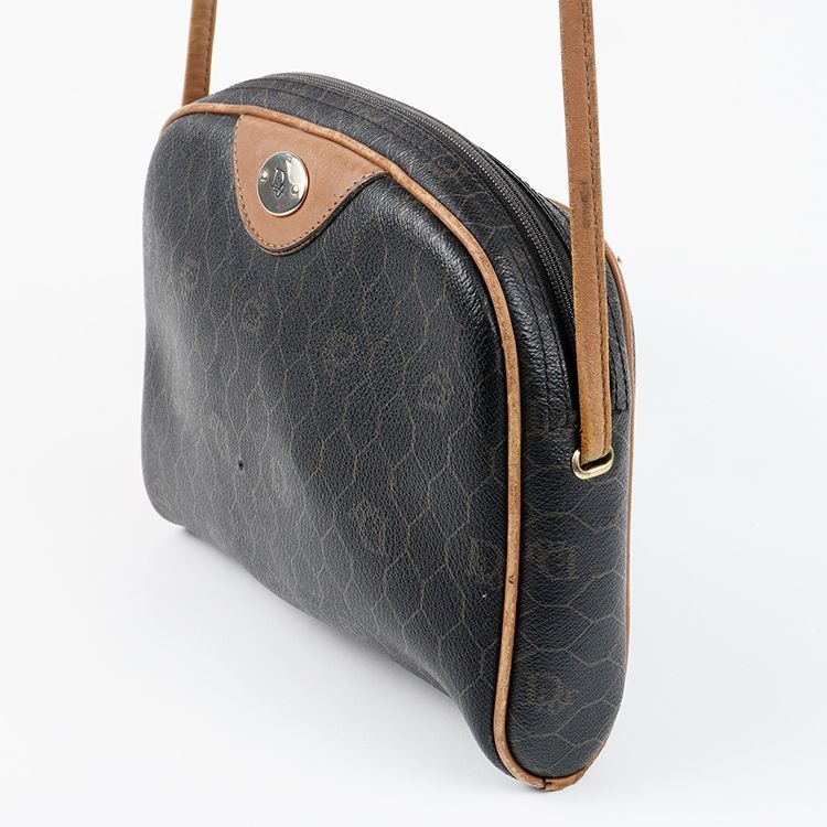 良品】Dior ハニカム柄ロゴプレートショルダーバッグ ダークグレー 