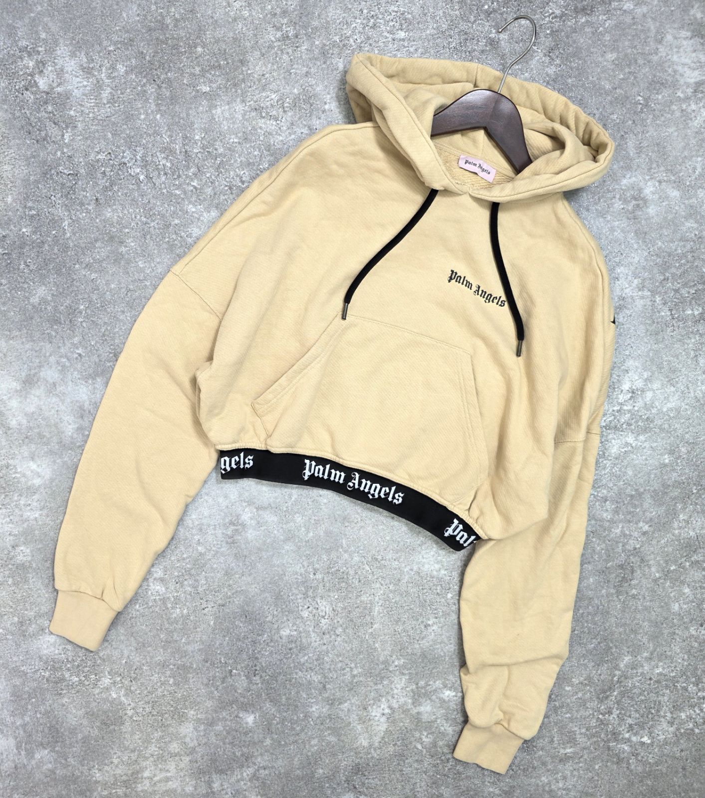 パームエンジェルス フリースオーバーサイズフーディー ベージュ ☆【Palm Angels/パーム・エンジェルス】オーバーサイズ