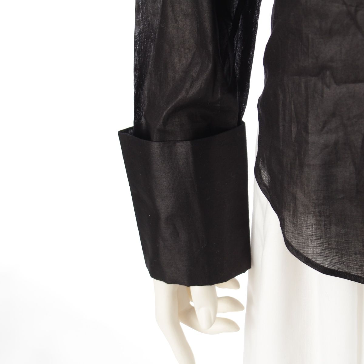 ヘルムートラング コットン 本人期 シアー 長袖シャツ ブラック 42【中古】 HELMUT LANG - ヘルムートラング コットン 本人期 シアー 長袖
