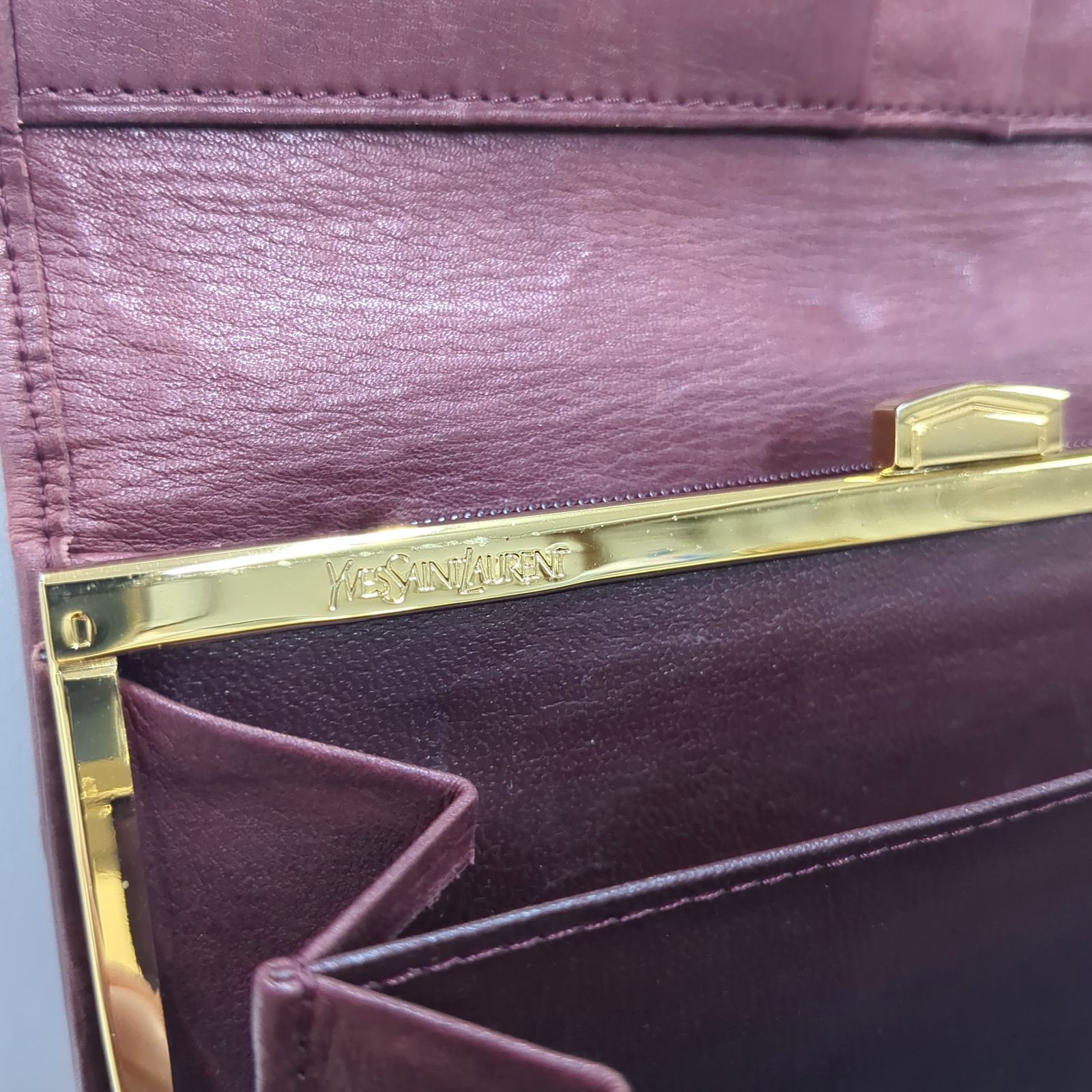 Yves Saint Laurent パープル 二つ折り財布 サンローラン SAINT