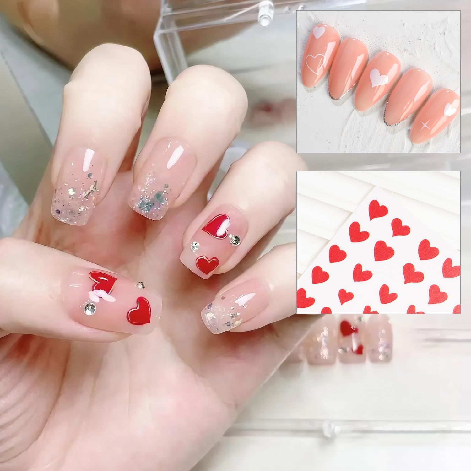 ピンクアイボリーダルメシアンキラキラ立体ネイルシール❤ 味わい深い 