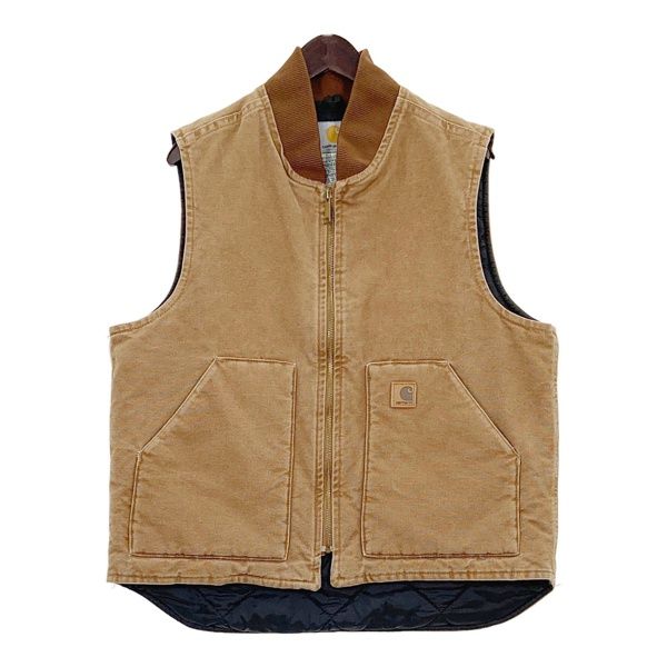 【限定SALE，大人気】 Carhartt カーハート アクティブダックベスト 美品 ジップアップ コットン キルティング 無地 アメカジ メンズ  ブラウン アウター DM16852■ ベスト