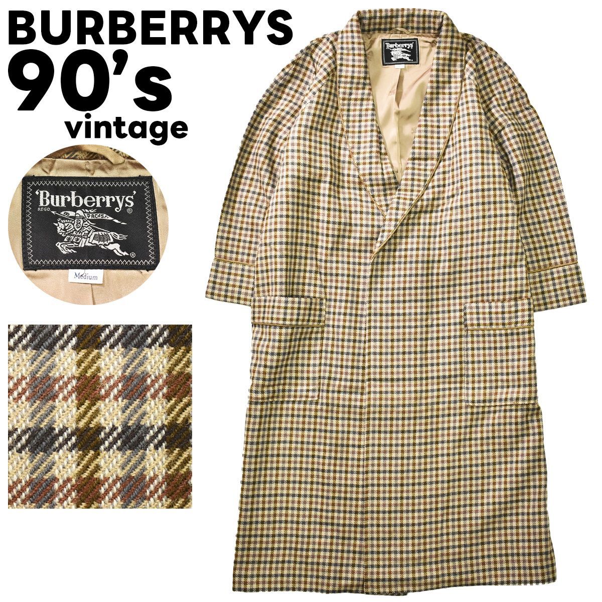 希少 90s Burberrys バーバリー ガウンコート ノバチェック柄 L 希少 90s バーバリー Burberry チェック柄 ガウンコート M