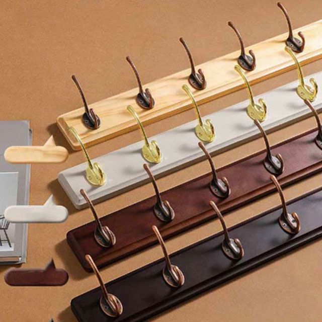 壁掛けフック ウォールハンガー 木製 ウォールフック 4連 5連