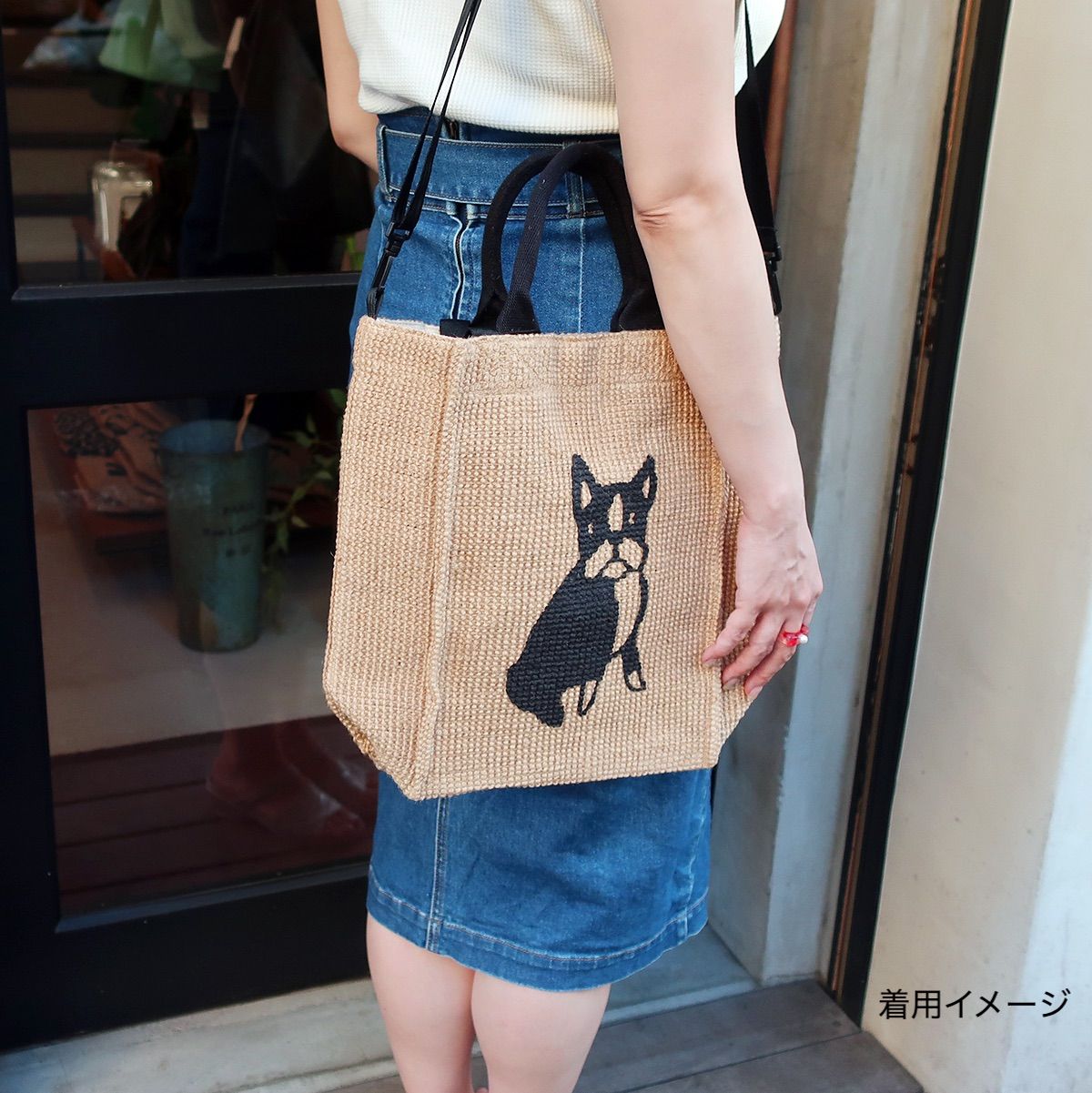 FABRICO 猫デザイン ジュートトートバッグ FABRICO / ファブリコ】ジュートバッグ stitch「CAT」/ ネコ 猫