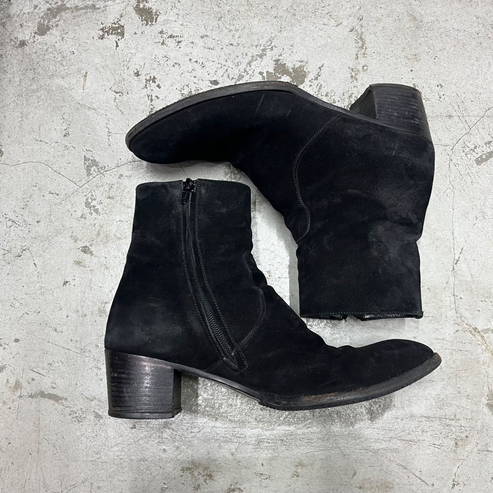 SAINT LAURENT PARIS スエード クラシック ワイアット ヒール ブーツ 