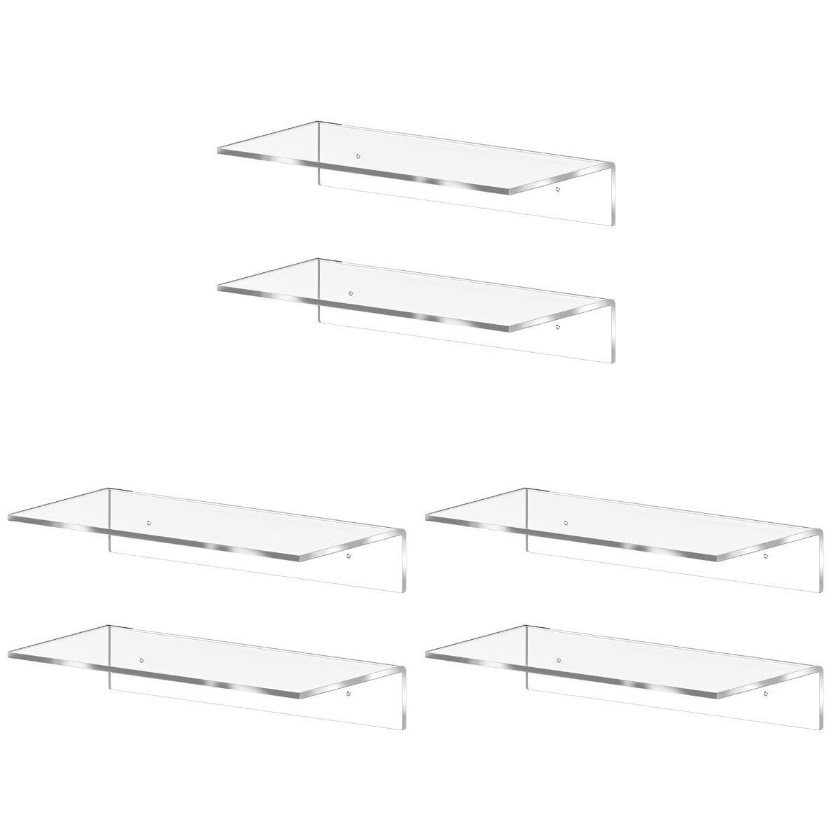 新着商品 飾り棚 壁掛け棚 取り付け簡単 壁掛け収納 壁掛けラック おしゃれ キッチン 洗面台 壁 透明 ラック アクリル製 収納 収納 オープンシェルフ 30.5x15x6.5cm 壁 ウォールラック 賃貸 6点セット ウォールシェルフ NUOLUX