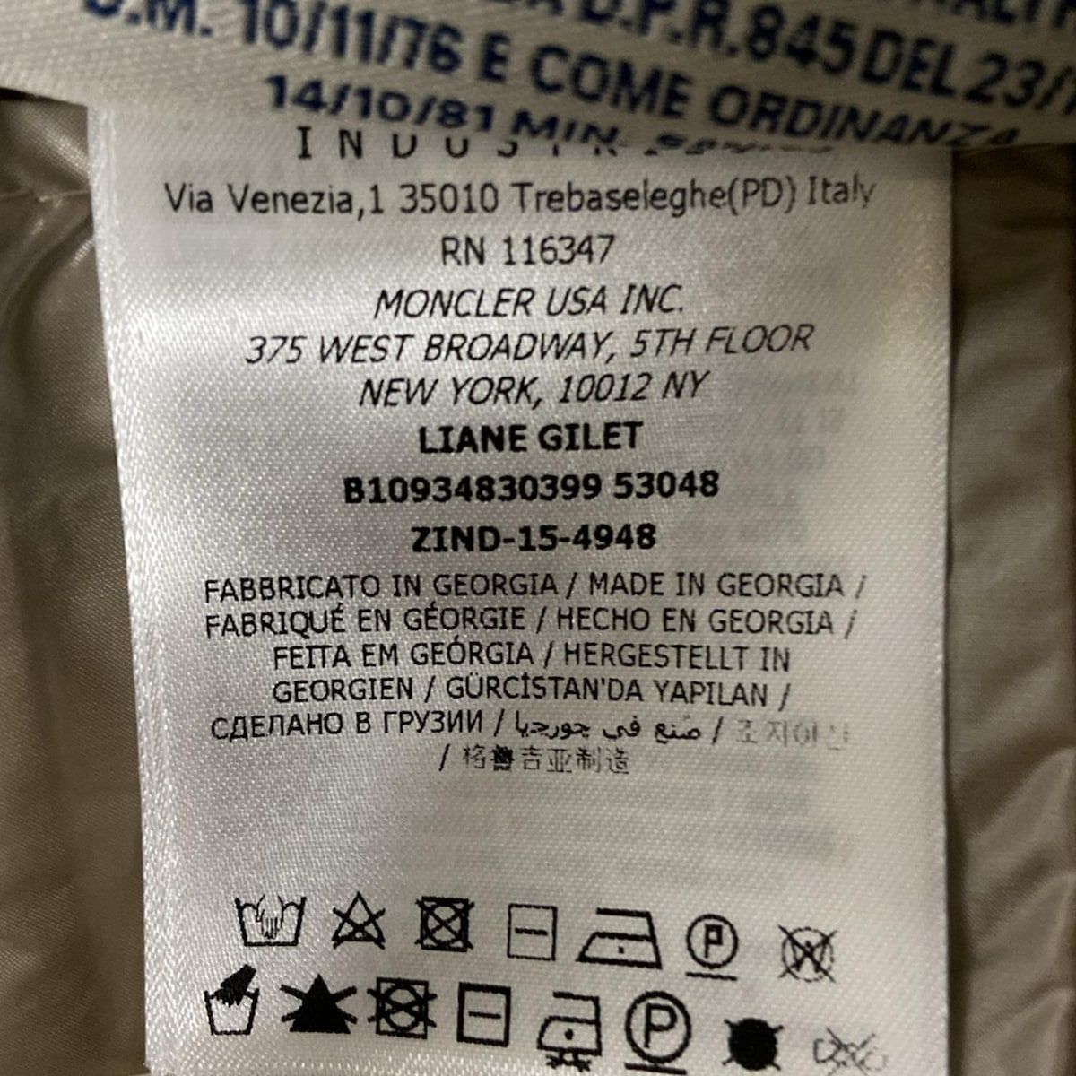 MONCLER(モンクレール) ダウンベスト サイズ0 XS レディース美品 LIANE