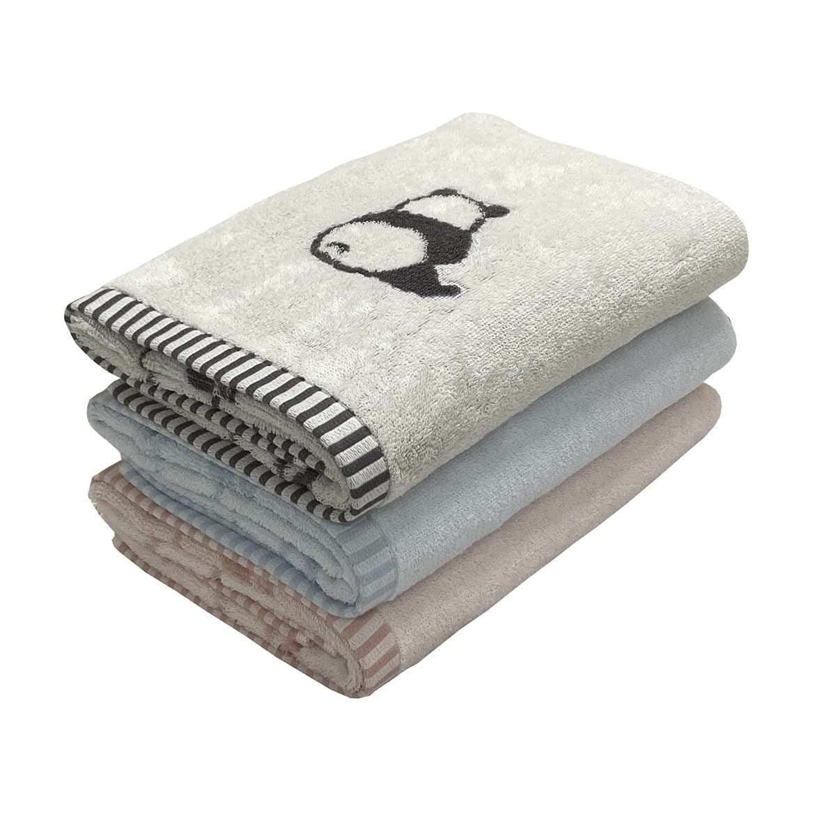 Color 3色組 今治タオル バスタオル 3枚組 パンダ柄 60x120cm 綿 肌に優しい 保育園 赤ちゃん お昼寝 幼稚園 吸水 ふわふわ コットン お昼寝 3色組