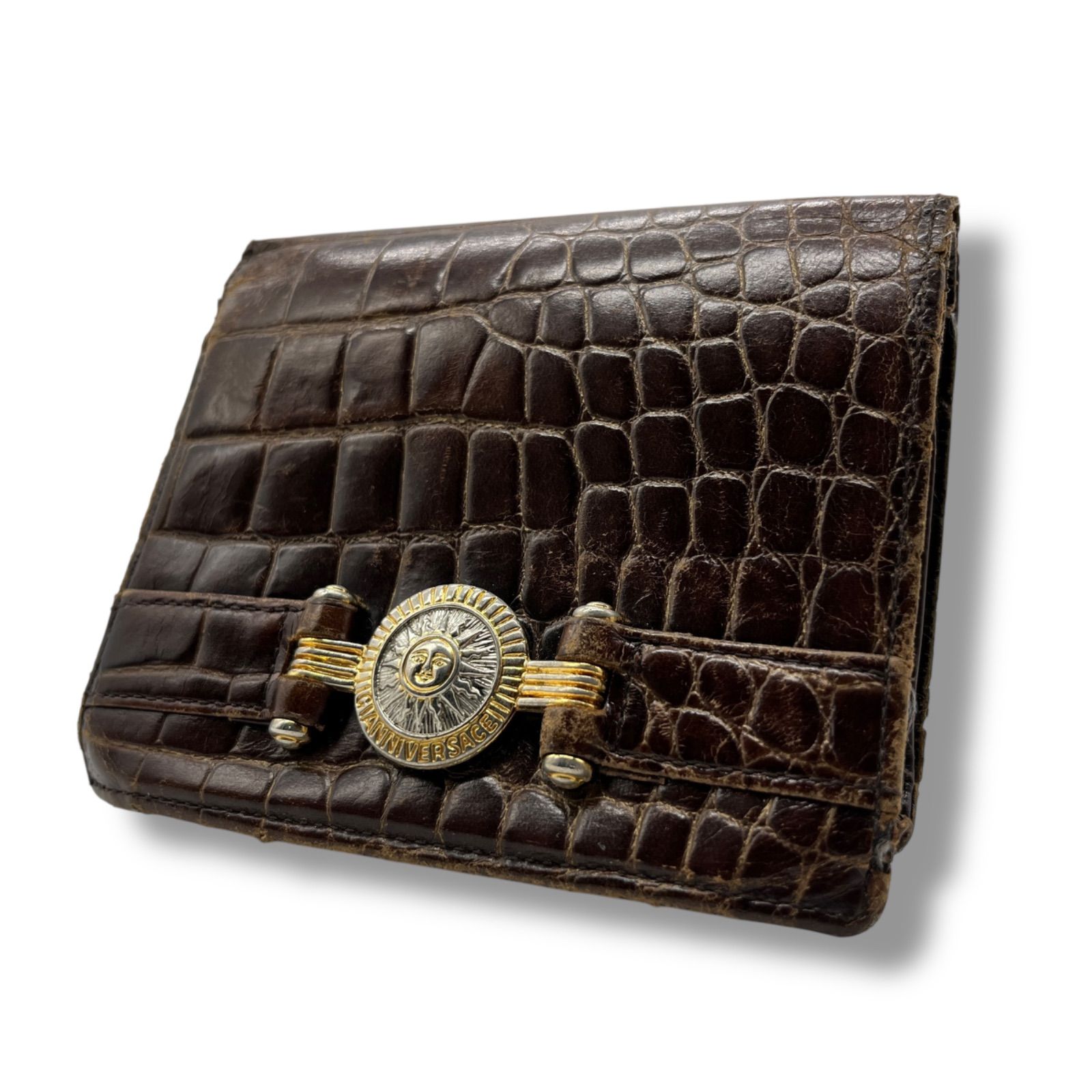 Gianni Versace 二つ折り財布 クロコ型押し メデューサ 1246
