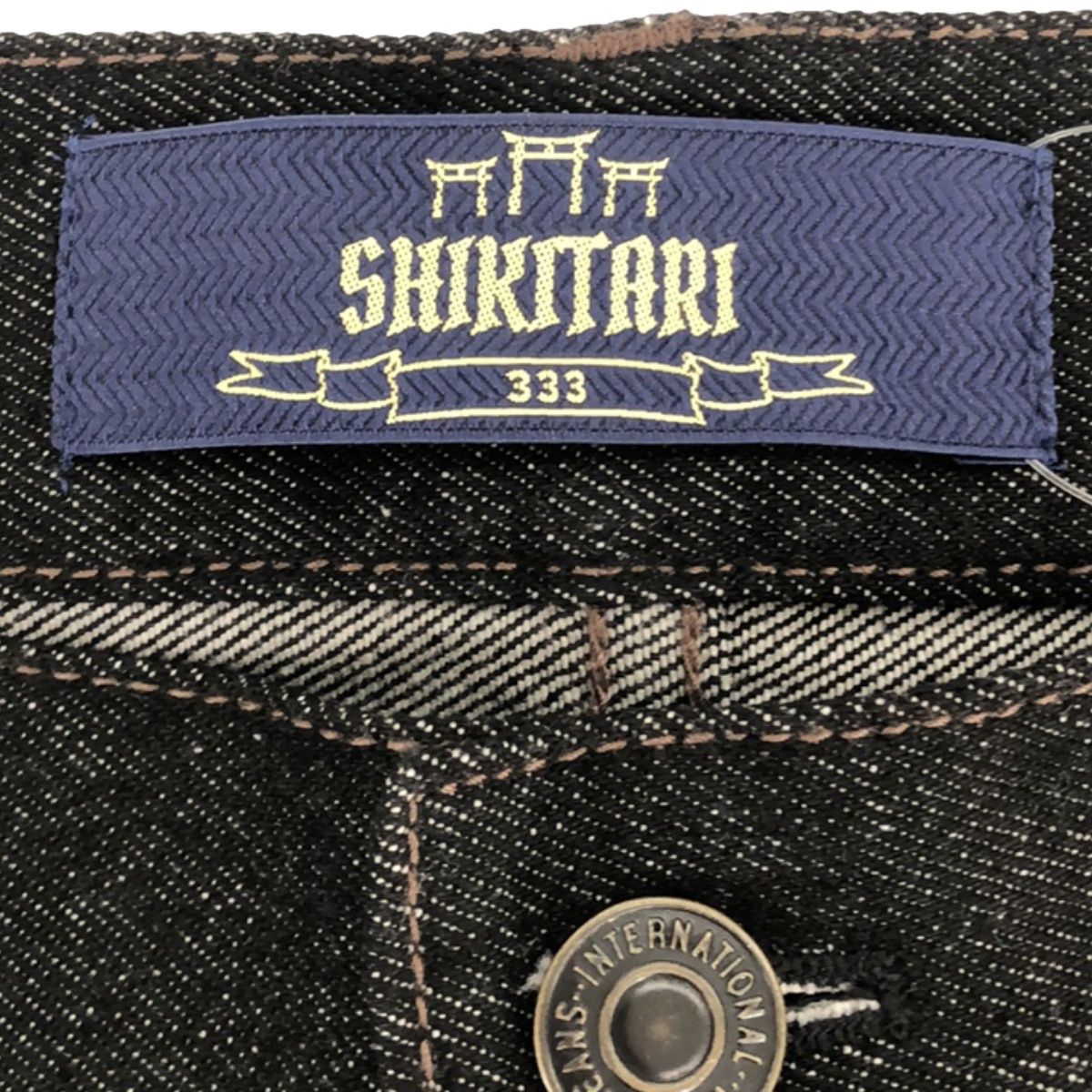 SHIKITARI シキタリ FAKE LEATHER PATCHWORK FLARE DENIM フェイク 