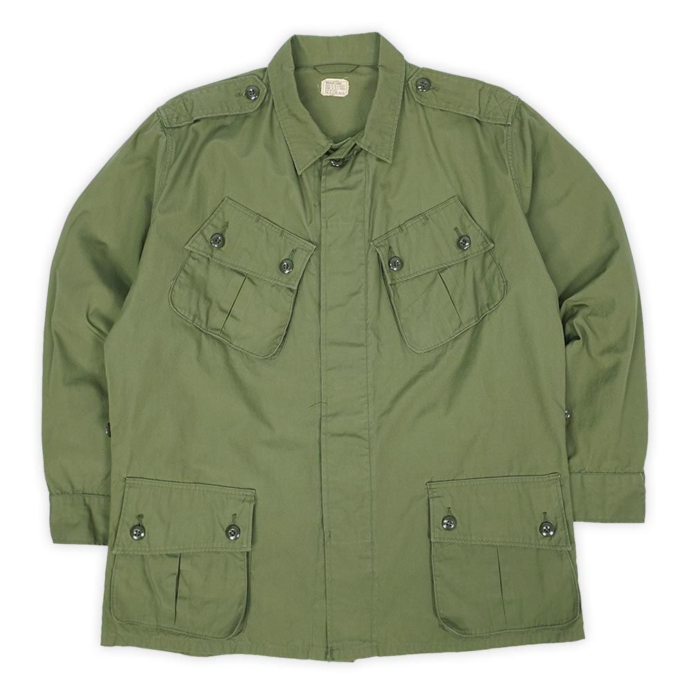 米軍実物 US.ARMY 稀少サイズ 60s 60年代 ジャングルファティーグジャケット 1st ベトナム戦争 アメリカ軍 ノンリップ USA ヴィンテージ 古着 オリーブグリーン LARGE-REGULAR L-R