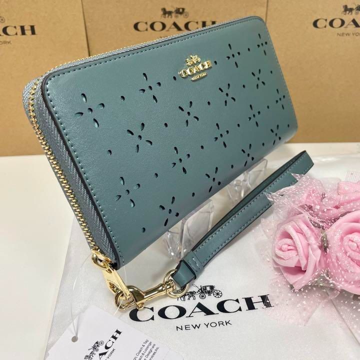 ペイズリー□匿名配送□COACH NEW YORK コーチ 財布 花柄 フラワー