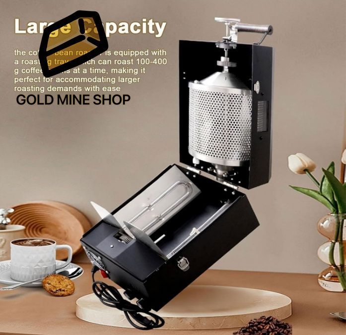 デスクトップロータリーコーヒー豆ロースター 400g商用電気ステンレス鋼焙煎機
