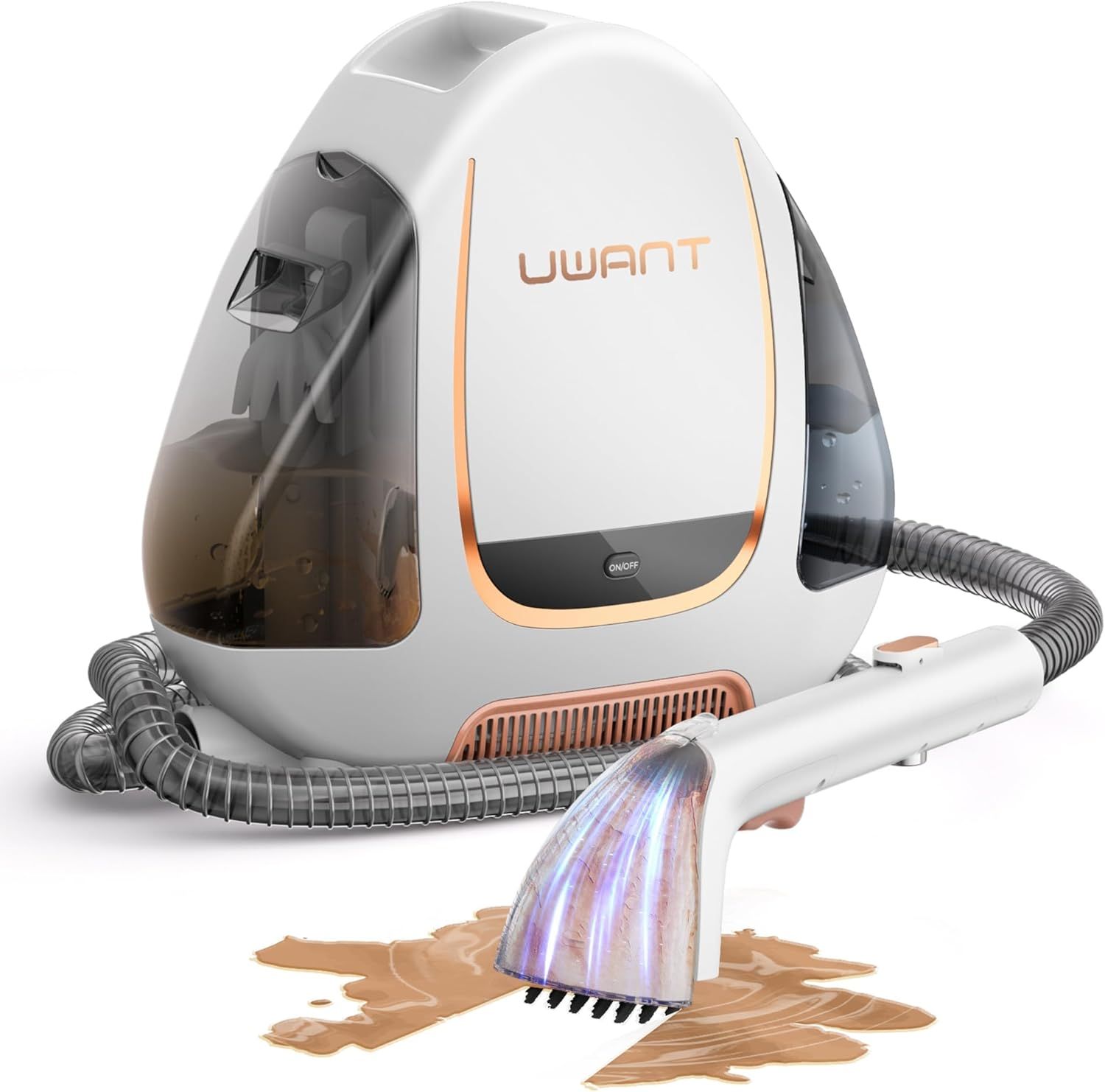 スチームクリーナー ホワイト Uwant UWANT カーペットクリーナー 絨毯クリーナー 12Kpaの強力吸引力 大容量