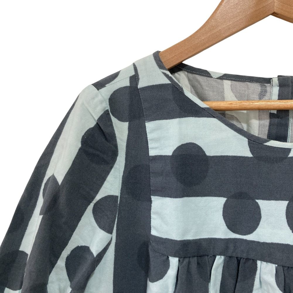 mina perhonen ミナペルホネン Friend ワンピース サイズ38 グレー ライトブルー レディース 古着