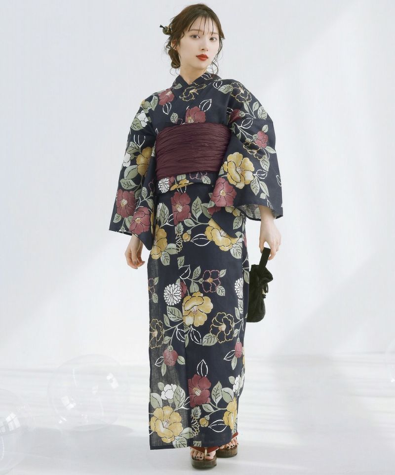 【古典大正ロマン(宵)】Dita ディータ 浴衣 5点セット　※最短翌日発送 Dita 浴衣 古典大正ロマン 2023 浴衣5点セット ホワイト レッド