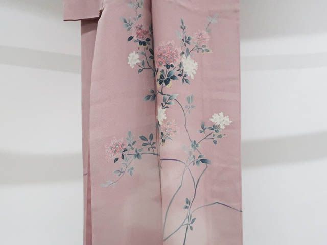 一輝堂】リサイクル着物 付下げ 桜 落款入り 正絹 身丈159cm 裄