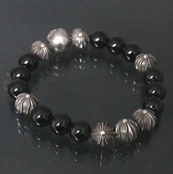世界の クロムハーツ ビーズブレスレット ブラックトルマリン 10MM アクセサリー