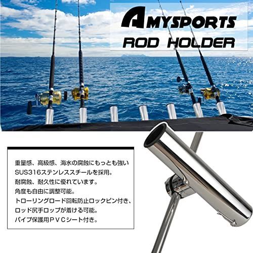 2 AMYSPORTS Steel Wall Rod Holder Fishing Stainless Mount Rod