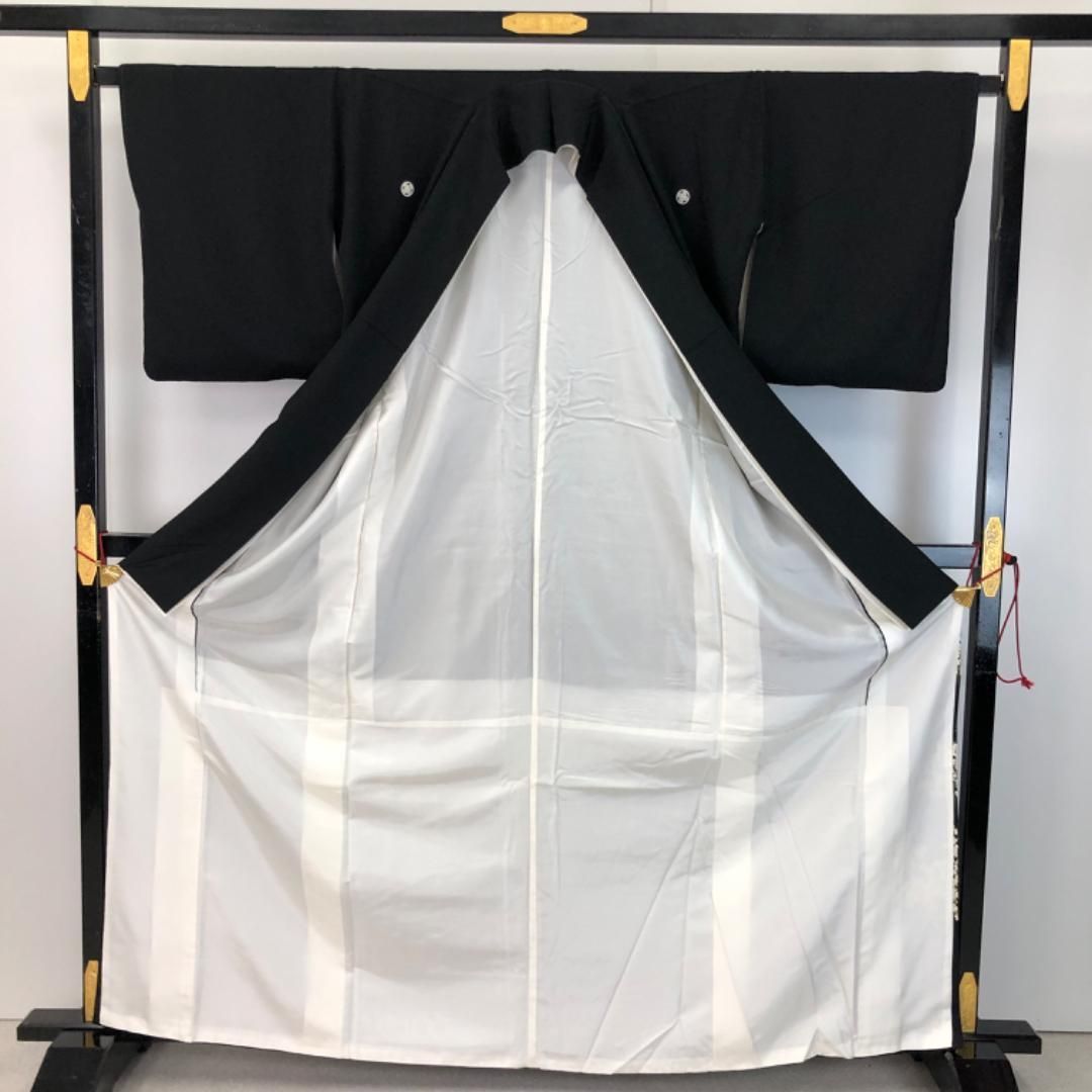 黒留袖 作家物 洛中洛外図 地紙に花模様 桜 女性と男性 金彩 K-5334