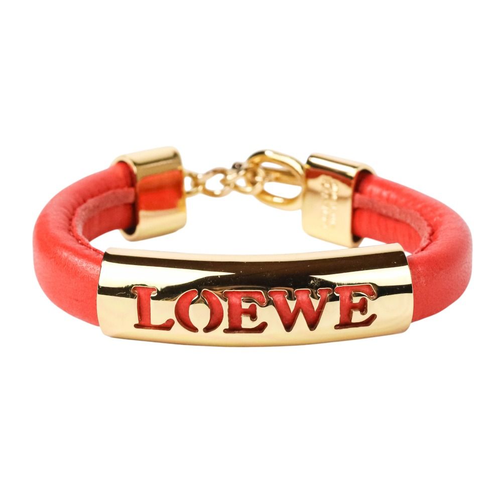 美品 LOEWE ロエベ ヴィンテージ レザー ブレスレット オレンジ