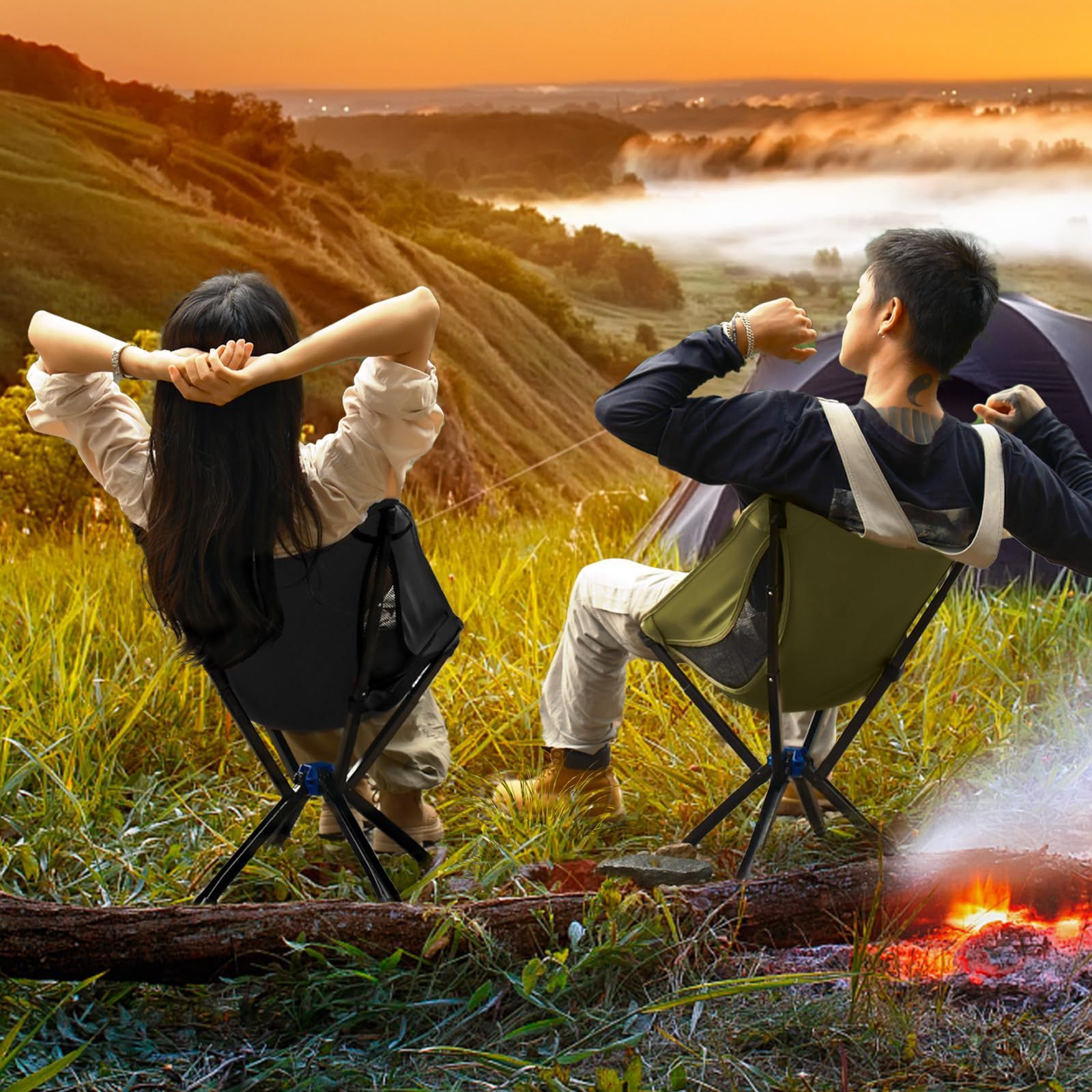 数量 お釣り 運動会 耐荷重150kg 簡易 携帯便利 ハイバック ピクニック 椅子 キャンプ ワンタッチ 軽量 折り畳み グリーン コンパクト 2個 チェア アウトドア Fundango