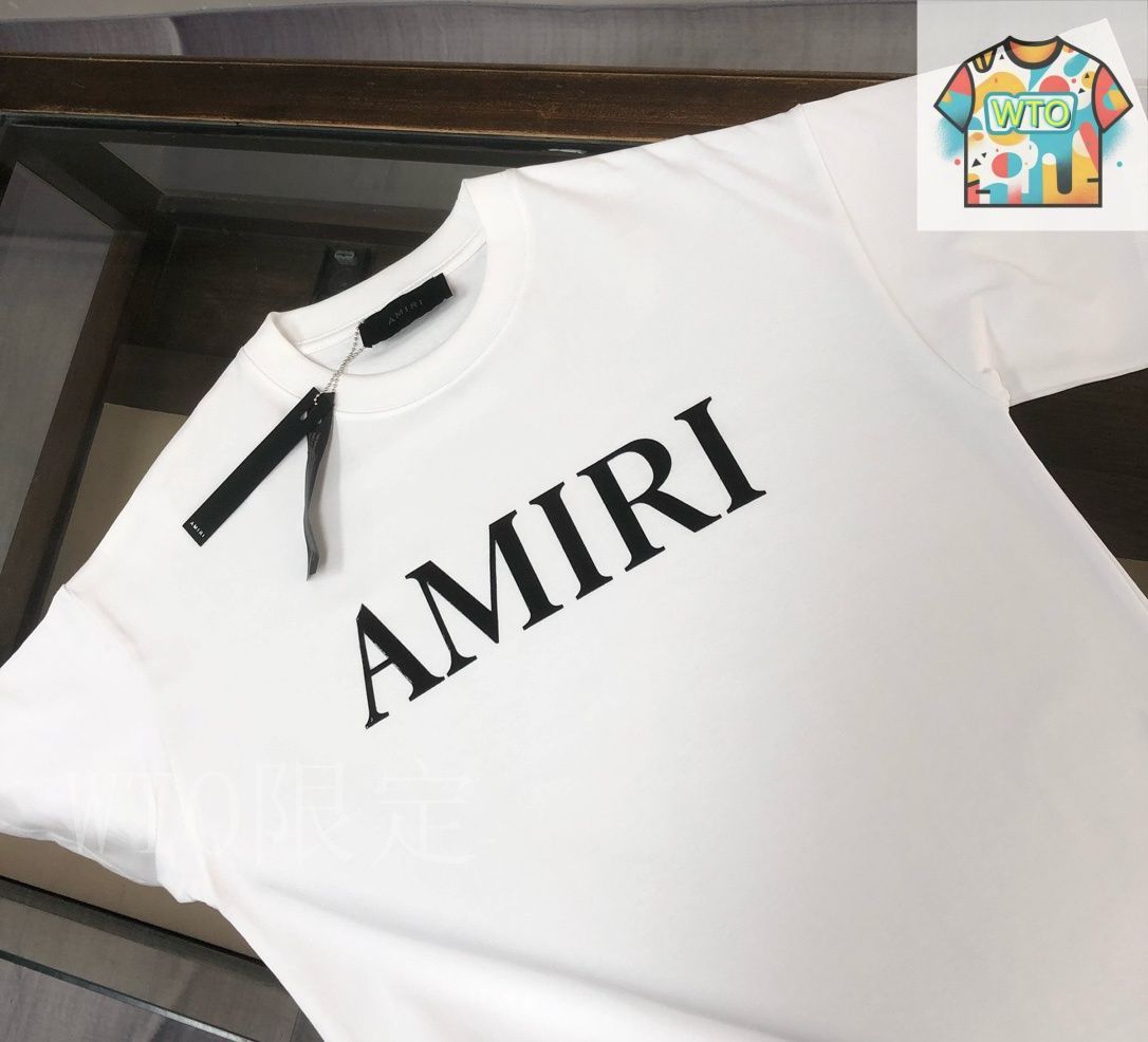 今日特価】Amiri 25SS 男女共通 プリントロゴ付き丸首ショート