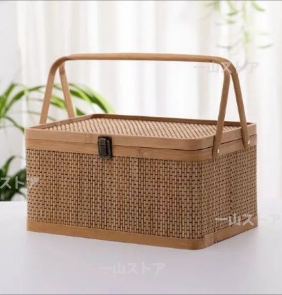 2025新品・未使用】 竹製 茶器 收納 茶盒 水果籃 提籃籠 竹編