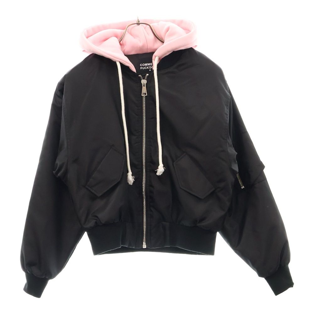 COMME des FUCKDOWN コムデファックダウン ドッキングデザイン MA-1 ショート丈 フライトジャケット ブラック|ピンク レディース 00000109610717