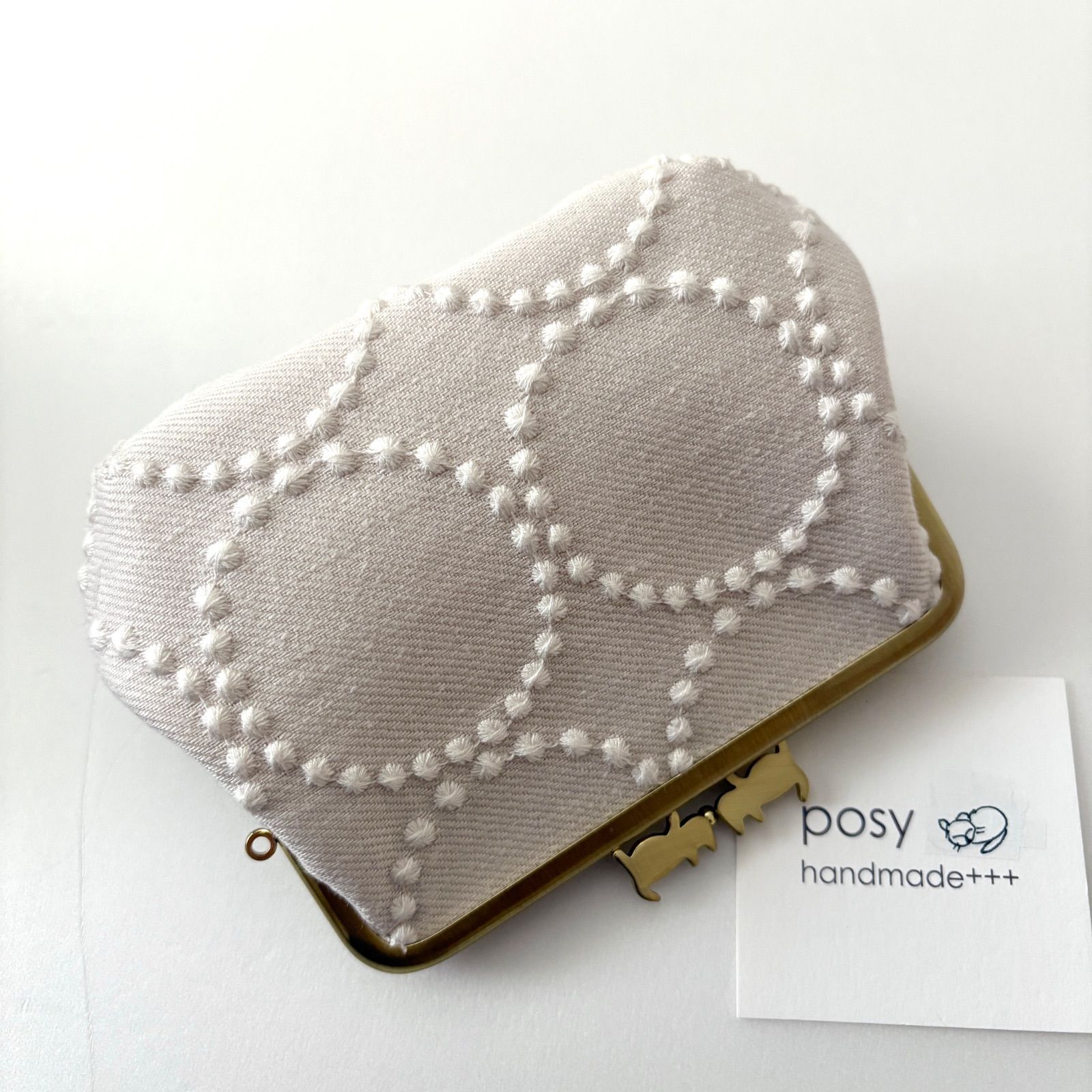 ハンドメイド ミナペルホネン 猫口金のコンパクト親子がま口財布 rosy