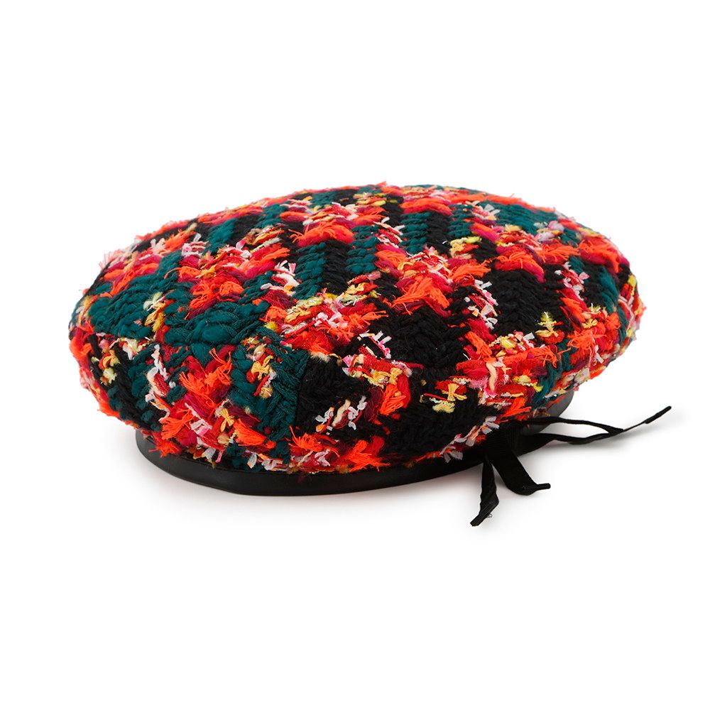 グッチ ベレー帽 ツイード チェック リボン サイズM GUCCI 帽子