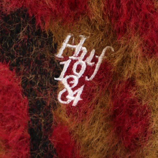 ハフ 総柄 シャギー ロングカーディガン S レッド系 HUF レディース