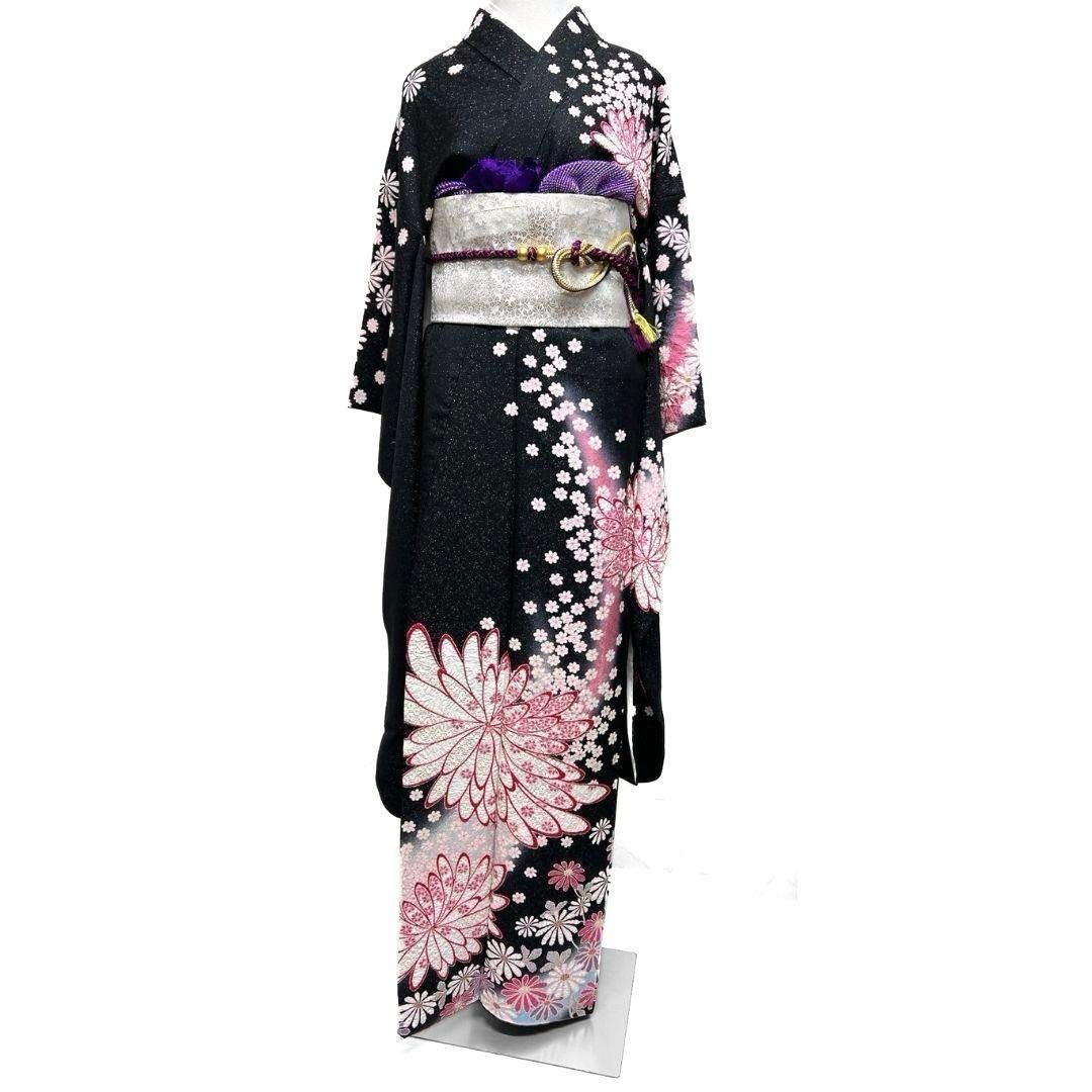 銀通し 金彩 絞り 菊花尽くし ぼかし 振袖 成式 晴れの日 着物 032a p 