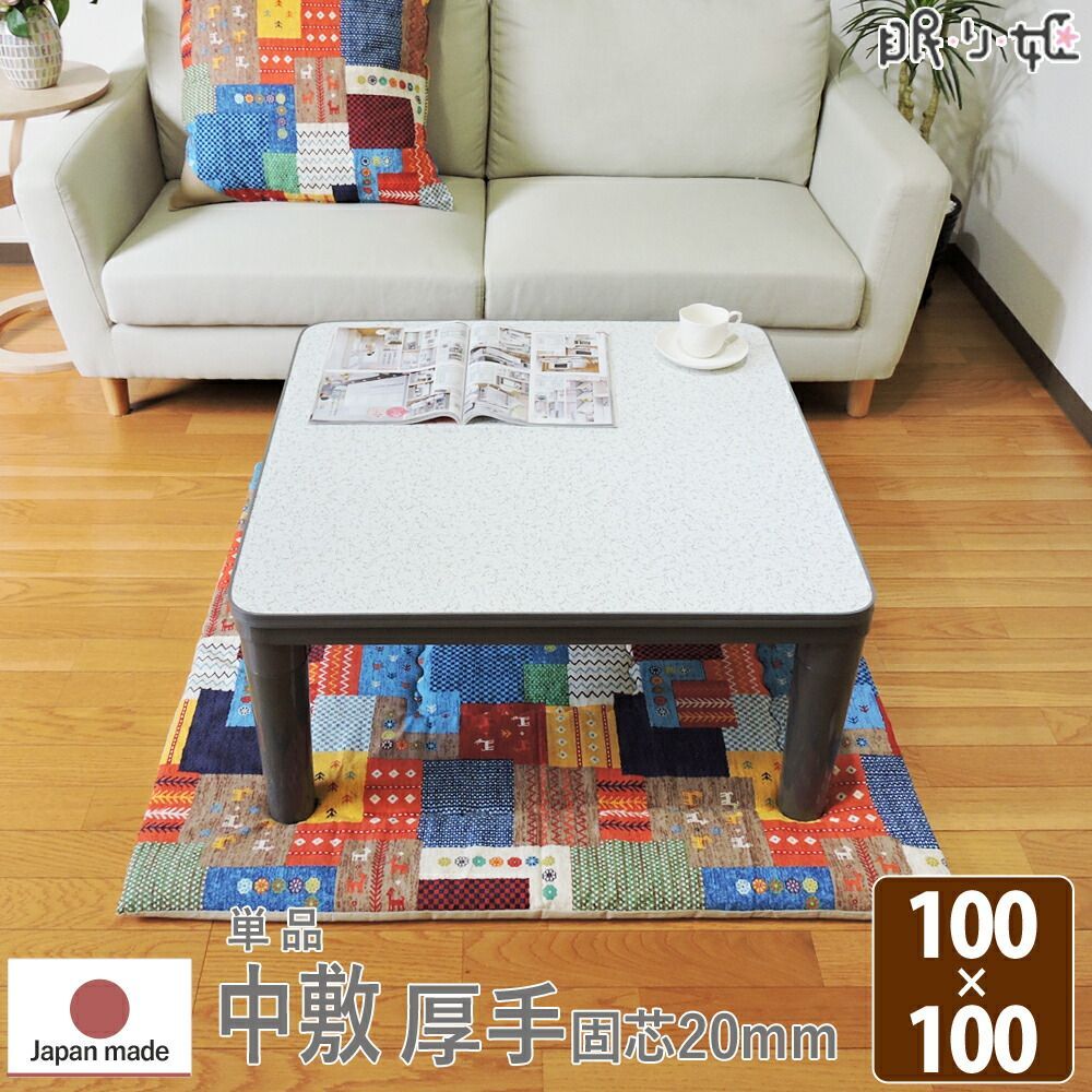 こたつ布団 中敷き ラグ チャビ 100×100cm こたつペット 正方形 綿100% 固綿芯 ネイティブ 日本製 こたつ布団 単品 キッズ 子供部屋 インテリア