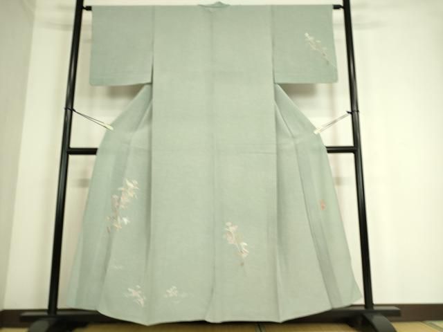 平和屋着物●訪問着　草木文　縞　正絹　逸品　AAAZ0041zg 平和屋着物○訪問着 草木文 縞 正絹 逸品 AAAZ0041zg