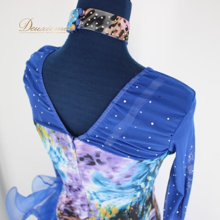 【美品 社交ダンス衣装】ワンピース ドレス ラテン ICHIOKU 青 ブルー 美品 社交ダンス衣装】ワンピース ドレス ラテン ICHIOKU 青