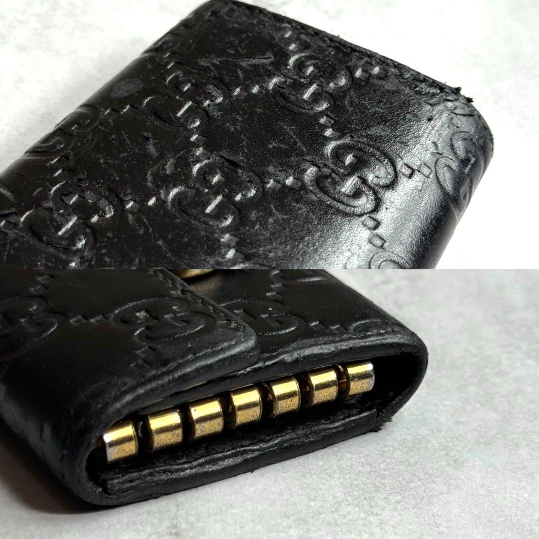 GUCCI　6連キーケース　GG型押し　リング　シマレザー　ドリアン　ブラック GUCCI 6連キーケース GG型押し リング シマレザー ドリアン