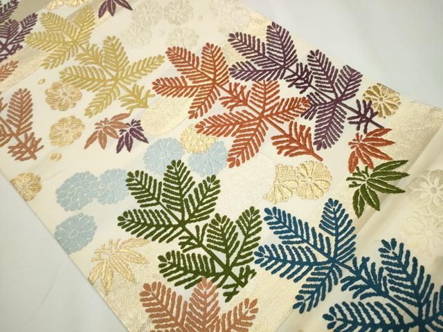 平和屋着物 六通柄袋帯 唐織 草木染 草花文 本金箔 正絹 CAAY2477hy