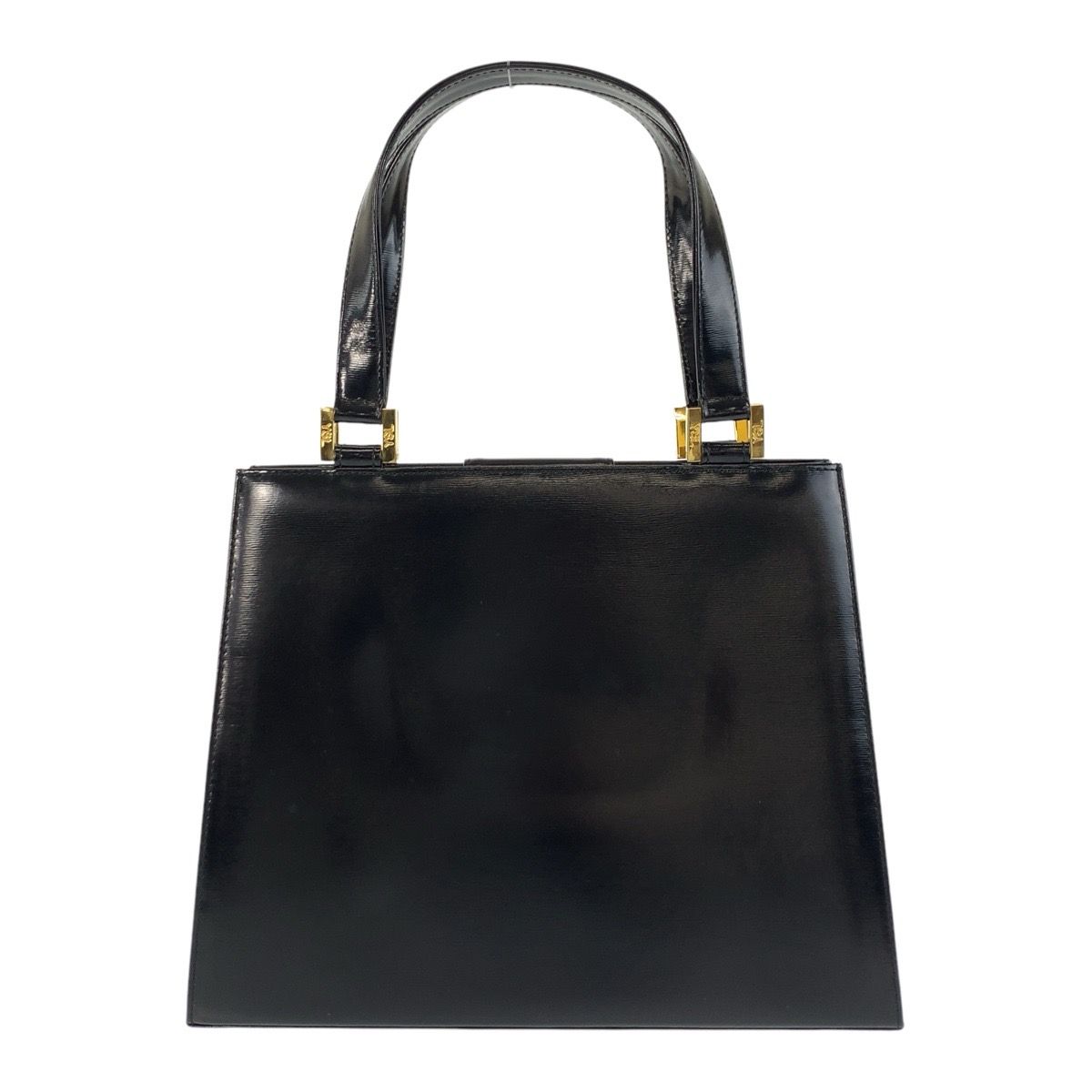 美品■イヴサンローラン　ハンドバッグ　YSL　ゴールド金具　裏地総柄　レザー　黒 極美品 イヴサンローラン レザー ハンドバッグ 裏地総柄 ゴールド金具