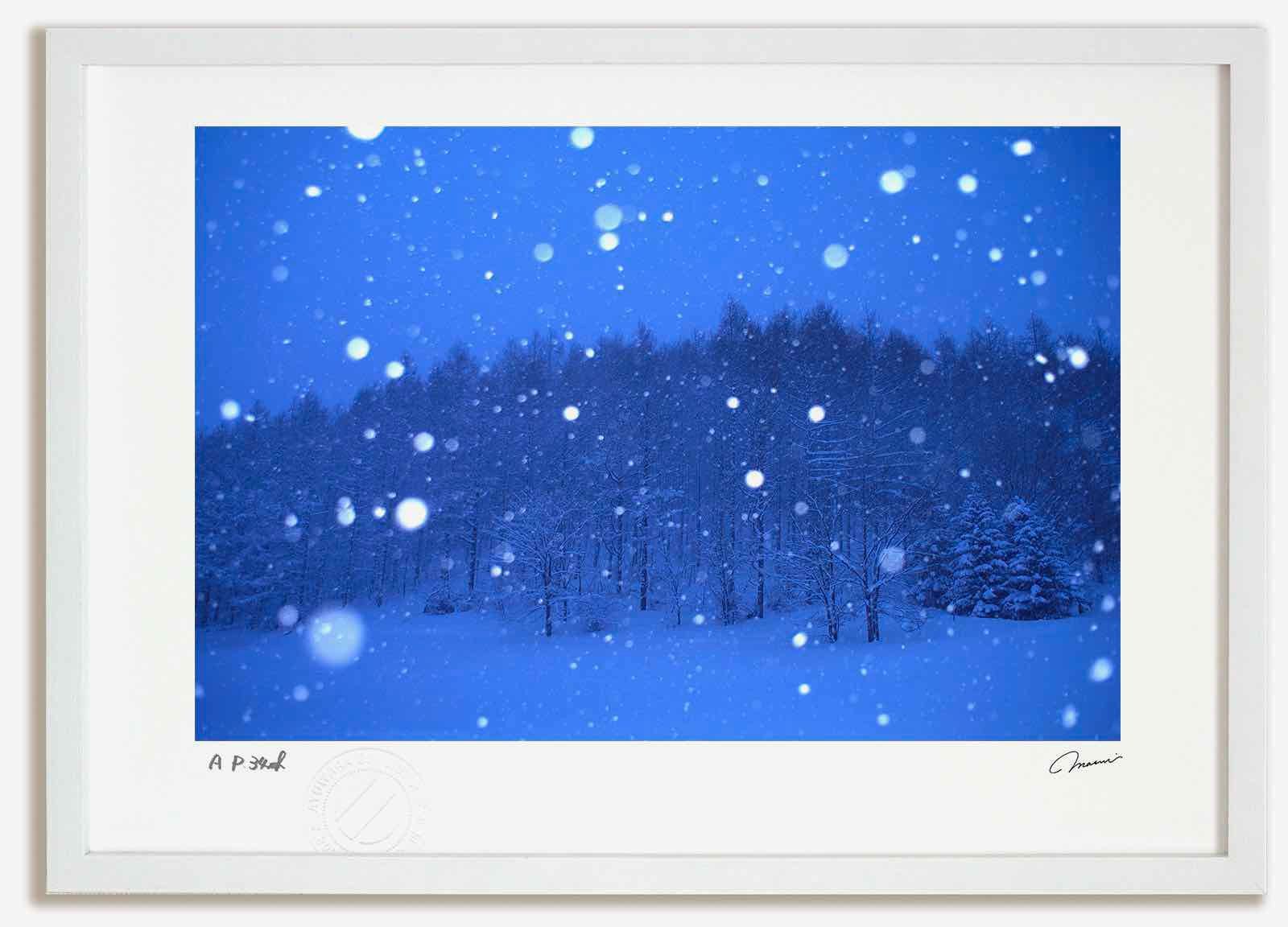 正規品，お買い得 アートフォト 絵画 降雪2 高橋真澄/インテリア 額入り 額装込 風景画 油絵 ポスター アート アートパネル リビング 玄関 プレゼント モダン アートフレーム 飾る Mサイズ おしゃれ 壁掛け 絵 写真