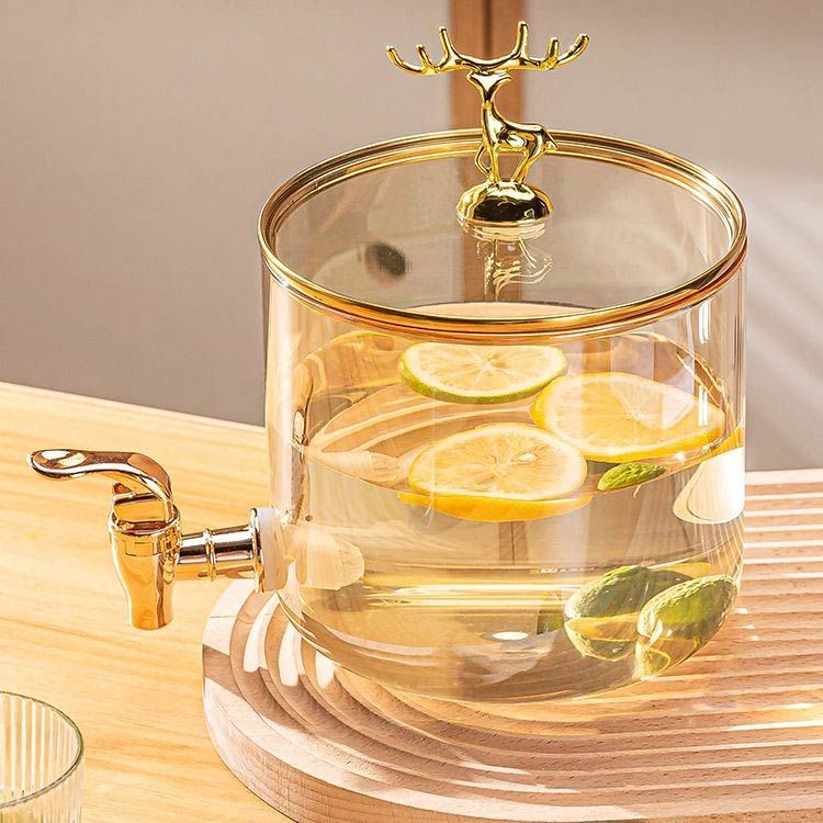 茶器 ドリンクサーバー ガラス 蛇口付き 冷水筒 麦茶ポット 2600ml
